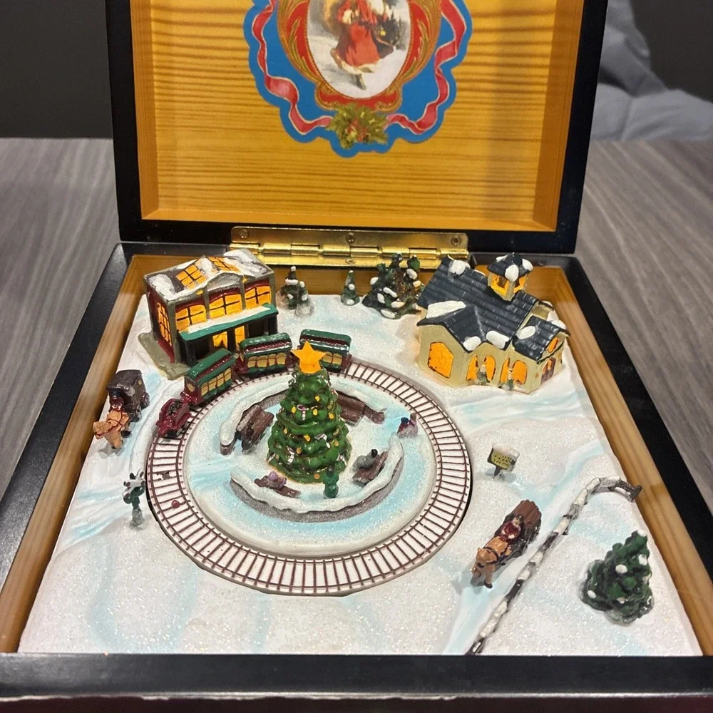 Gold Label Illuminated Train Music Box Works Good Condition Needs Batteries